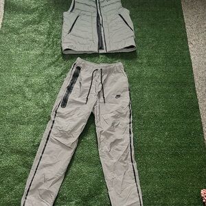 Nike Men's Light Gray and Black Track Pants